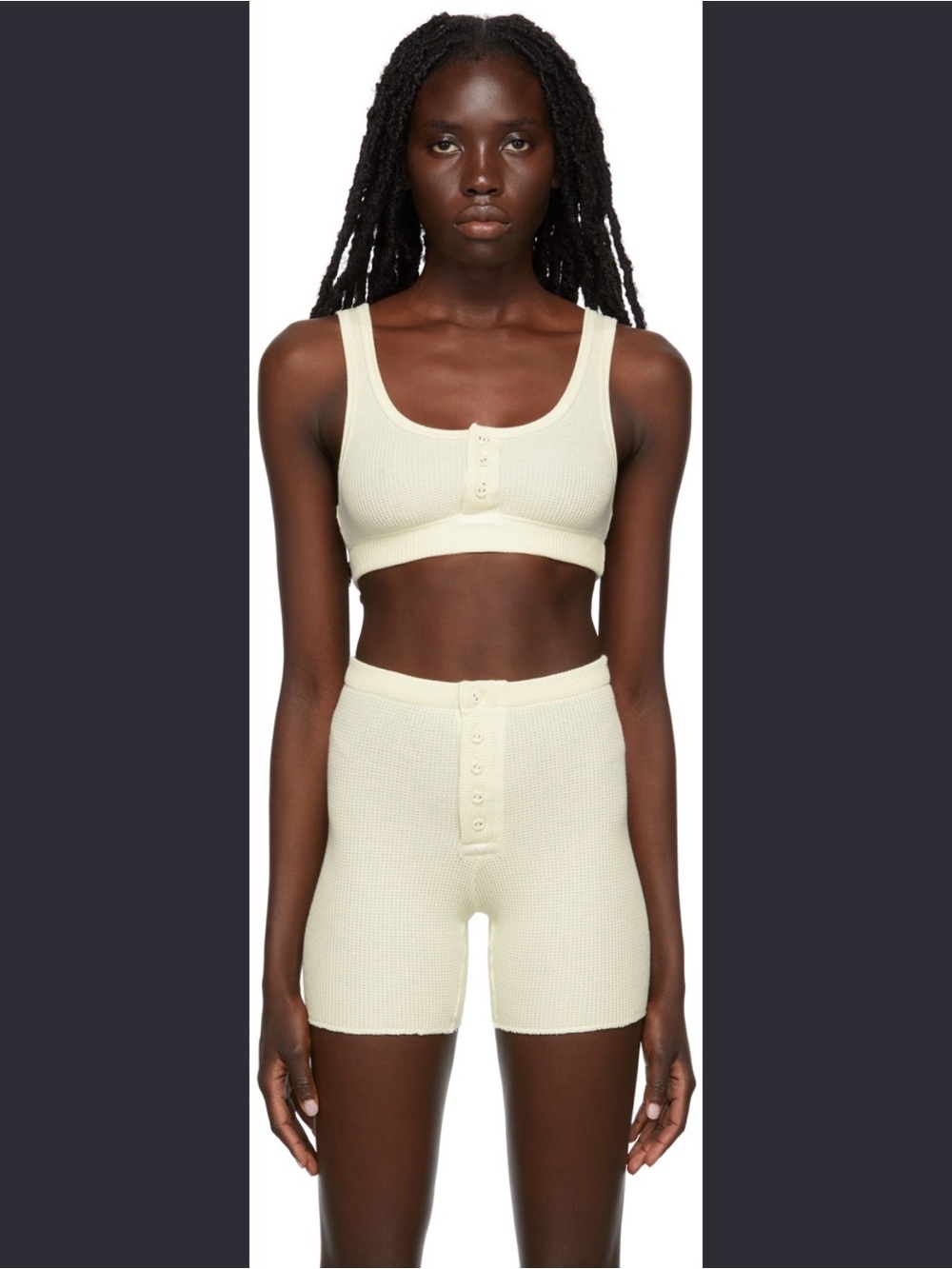 SKIMS Ribbed Crop Tank & High-Waist Short Set - Cream